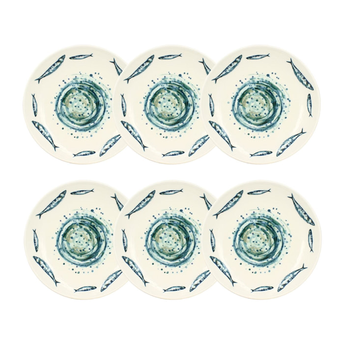Lot de 6 assiettes creuses 21,5cm  SARDINE