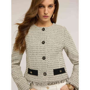 Motivi - Chaqueta de bouclé con botones en contraste - Beige