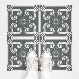 Sticker Sol Carreaux de Ciment azulejos avec laminat de Protection en Plastique Anti-dérapant | Stickers Sol - 4 STICKERS SOL CARRELAGES RUBÉN ANTI-DÉRAPANT