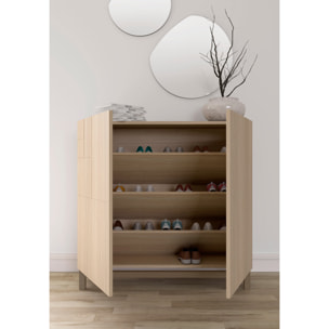 Zapatero Copenhague melamina nogal claro patas moka 90x90x27 cm