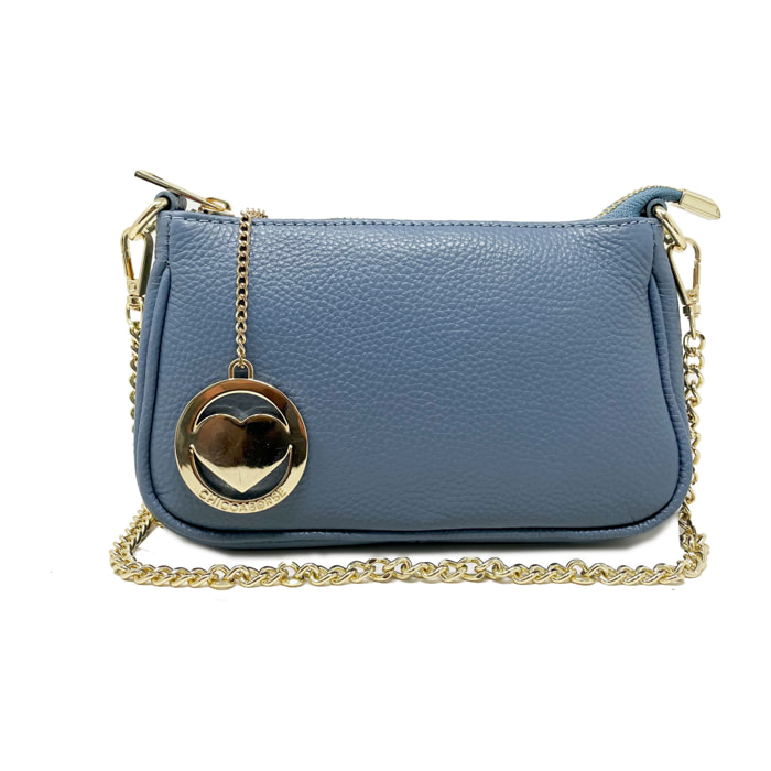 Chicca Borse - Tracollina Clutch Donna in Vera Pelle - Colore Carta Zucchero