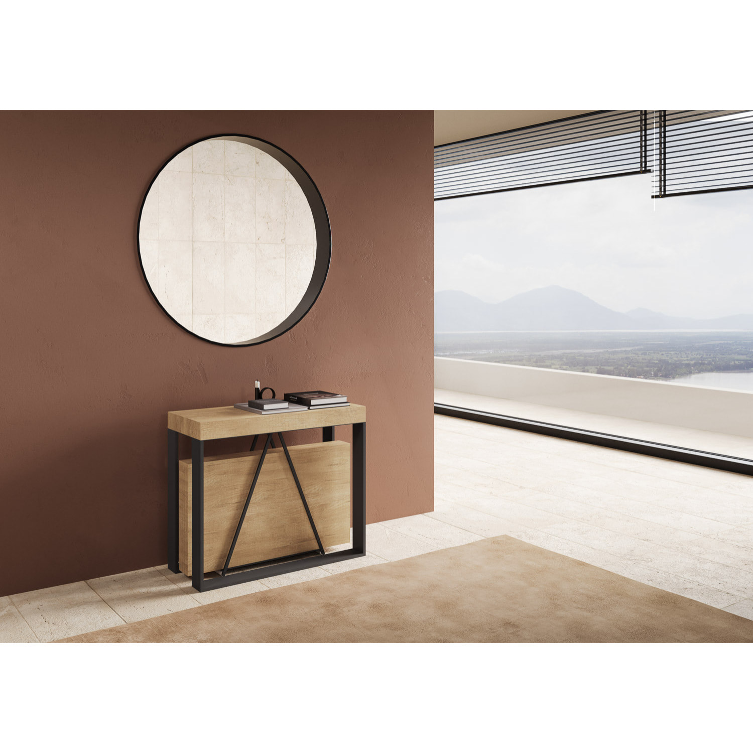 Consolle allungabile 90x40/196 cm Sketa Small quercia natura telaio antracite