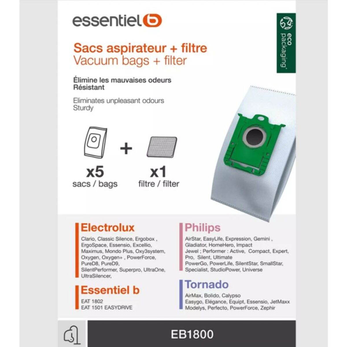 Sac aspirateur ESSENTIELB EB1800