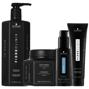 SCHWARZKOPF Kit Fibre Clinix In-Salon Purifing Shampoo 1000ml + Mask Coarse Hair 500ml + Hydrate Booster 100ml + Seal Fibre Sealer 150ml
