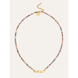 Collar Mamá Heart Tourmaline Acero Baño Oro