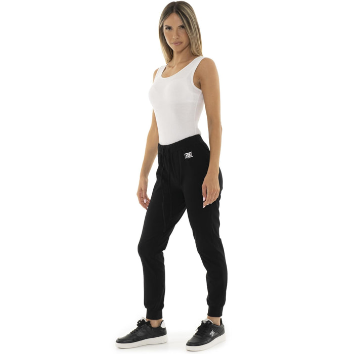 Pantalón de mujer de algodón sin forro polar con puños Leone Basic