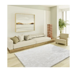 ROMA Alfombra lisa de pelo alto blanco, varias medidas disponibles