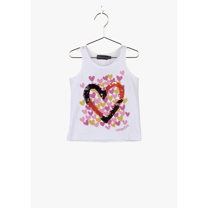 Camiseta de Niña Corazones Blanca