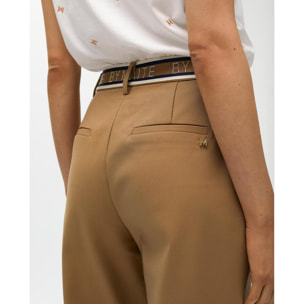 Pantaloni chino con elastico logato e strass