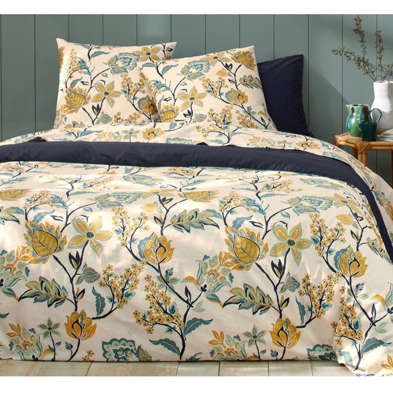 Parure housse de couette 3pcs 100% 100% flanelle de coton minea ombre