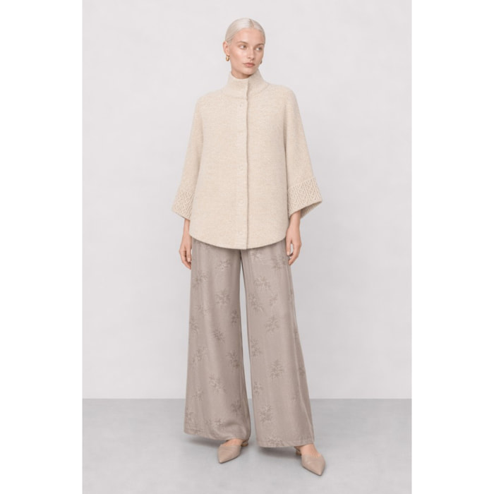 Kocca - Cappotto in maglia misto lana con collo alto e bottoni Donna