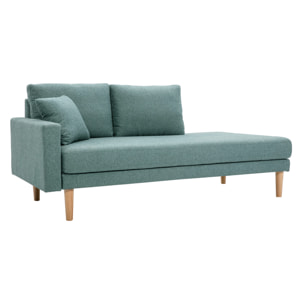 Méridienne scandinave en tissu vert de gris et bois clair massif L190 cm BERTILLE