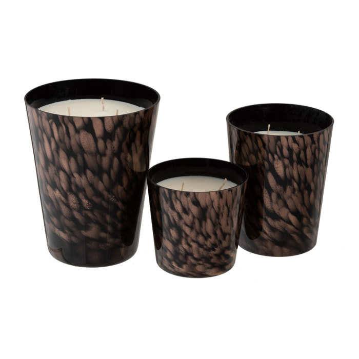 J-Line bougie parfumée Noa - Sandalwood - verre - noir/or - large - 95H