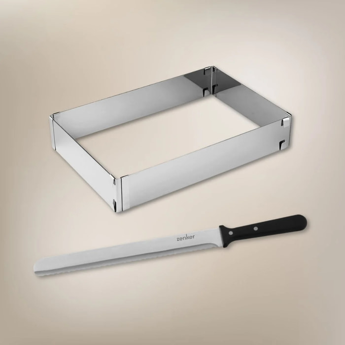 Cadre à gâteaux rectangulaire réglable et couteau à pâtisserie 30 cm Zenker Smart Pastry