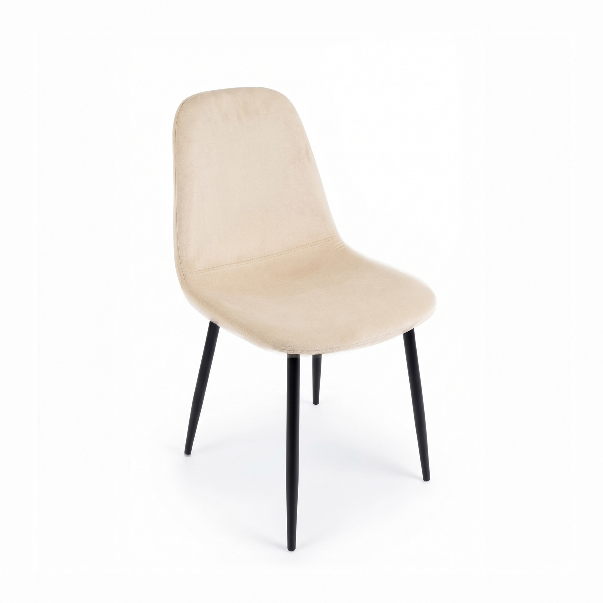 Set di 4 sedie SALAMANCA in tessuto effetto velluto beige e gambe nere