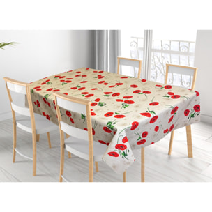 Tovaglia Cucina In Misto Cotone Made In Italy Disegno Papaveri 140x180
