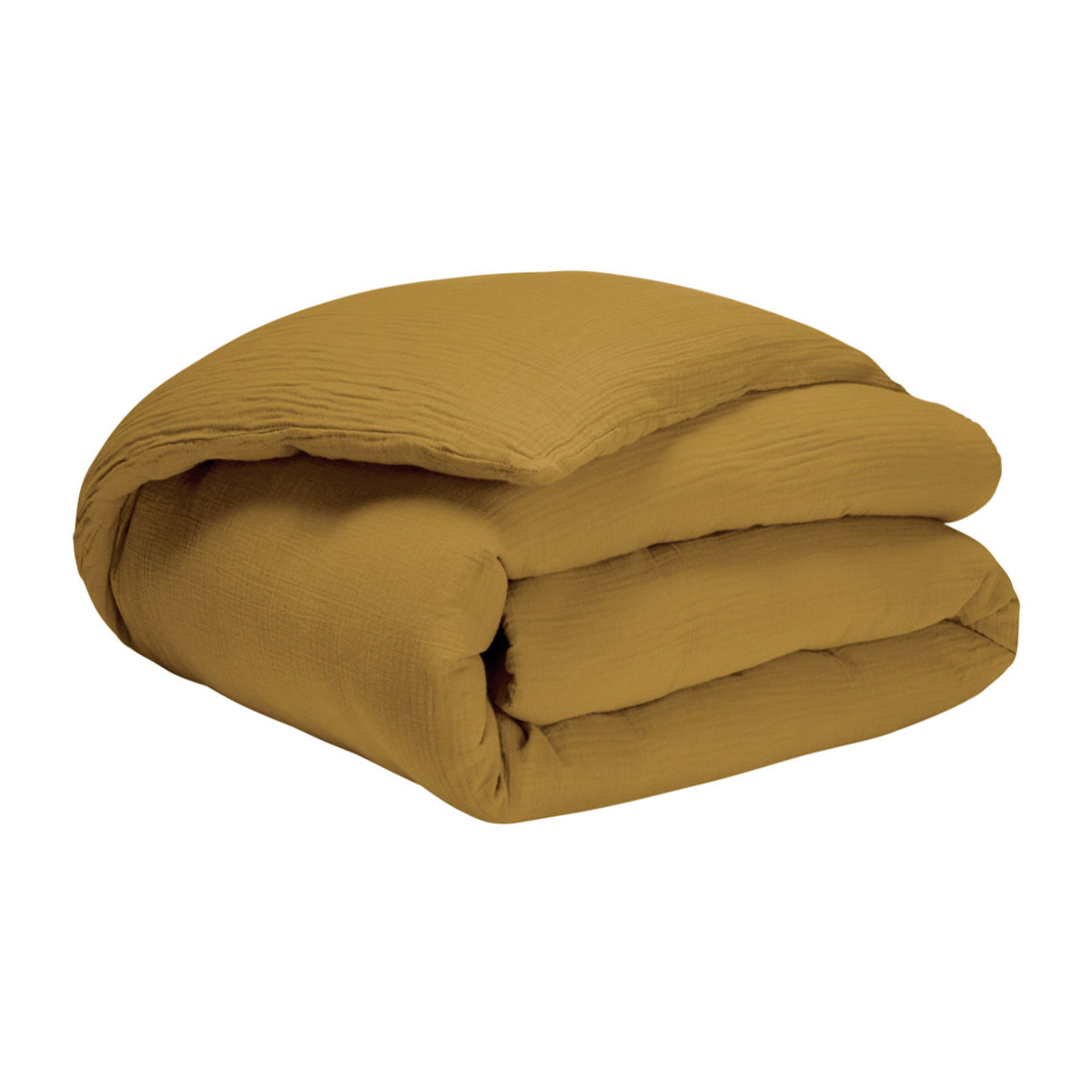 Housse de couette unie en gaze de coton lavée, TENDRESSE, Jaune camel