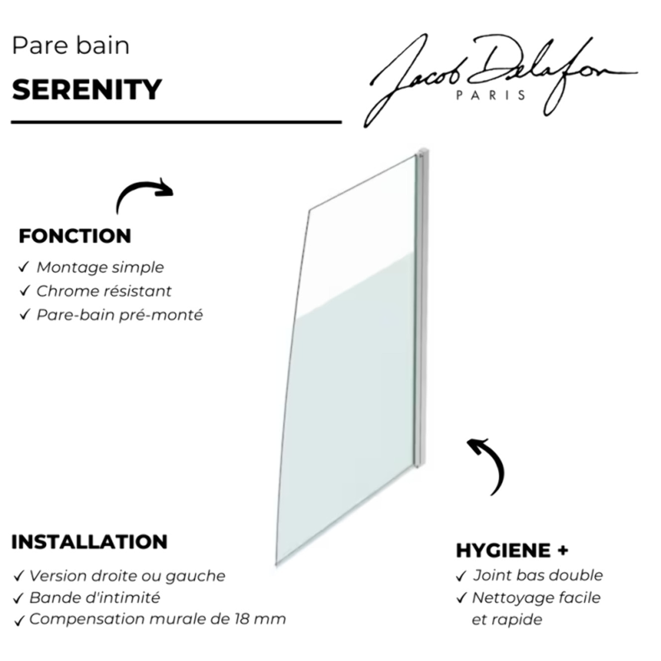 Pare bain Serenity version droite