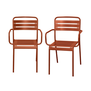 Lot de 2 fauteuils de jardin acier. 2 places. terracotta. Amelia. L50.4 X P53 X H79.5cm