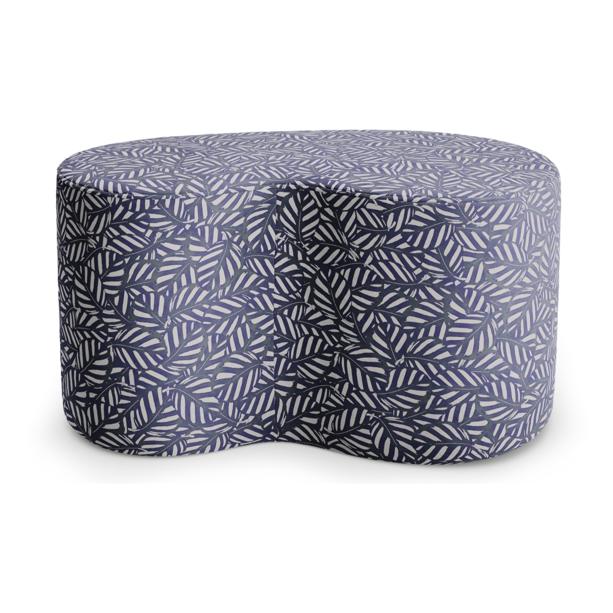 Pouf "Cordoue" en velours motif bleu marine