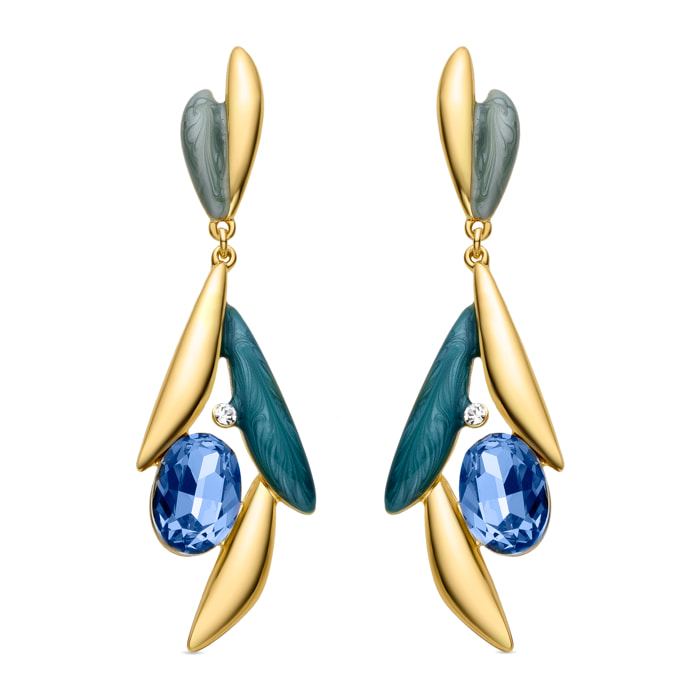 Pendientes de Circonita Topacio Azul acabados en oro amarillo de 18k