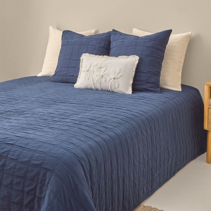 Colcha de algodón acolchada Cala color azul oscuro 100% Algodón