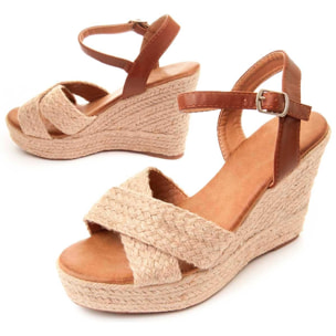 Sandalias de Cuña - Beige - Altura: 9 cm