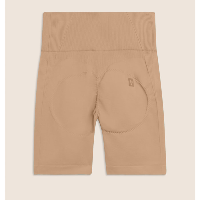 Leggings Corti Seamless con Vita Alta e Inserti in Costina