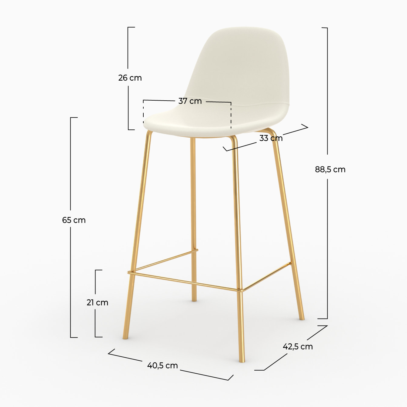 Lot de 2 chaises pour îlot central 65 cm en cuir synthétique blanc - Henrik