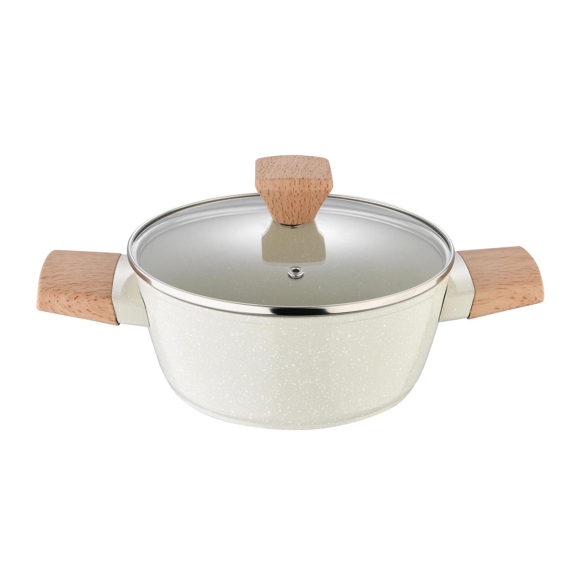 cacerola de ø20cm y 2,4l con tapa en aluminio forjado en color blanco