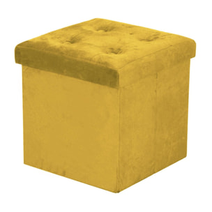 Pouf pieghevole Vacchetti in velluto giallo cm38x38h38