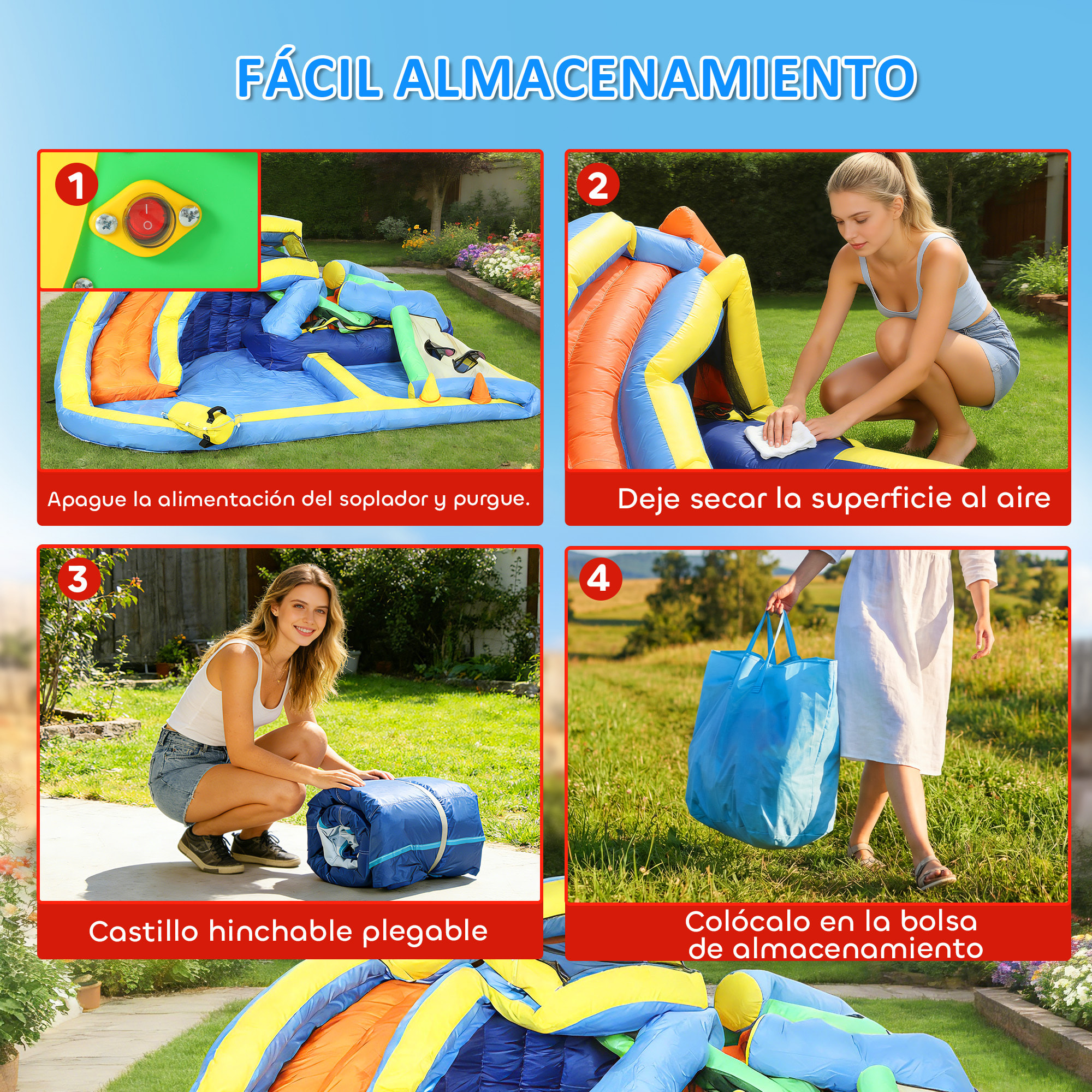 Castillo Hinchable Acuático 8 en 1 con Soplador 550W Castillo Hinchable Niños con Tobogán Zona de Salto Escalada Piscinas Canasta Lanzamiento de Aros Anillas Exterior Interior 350x320x190 cm