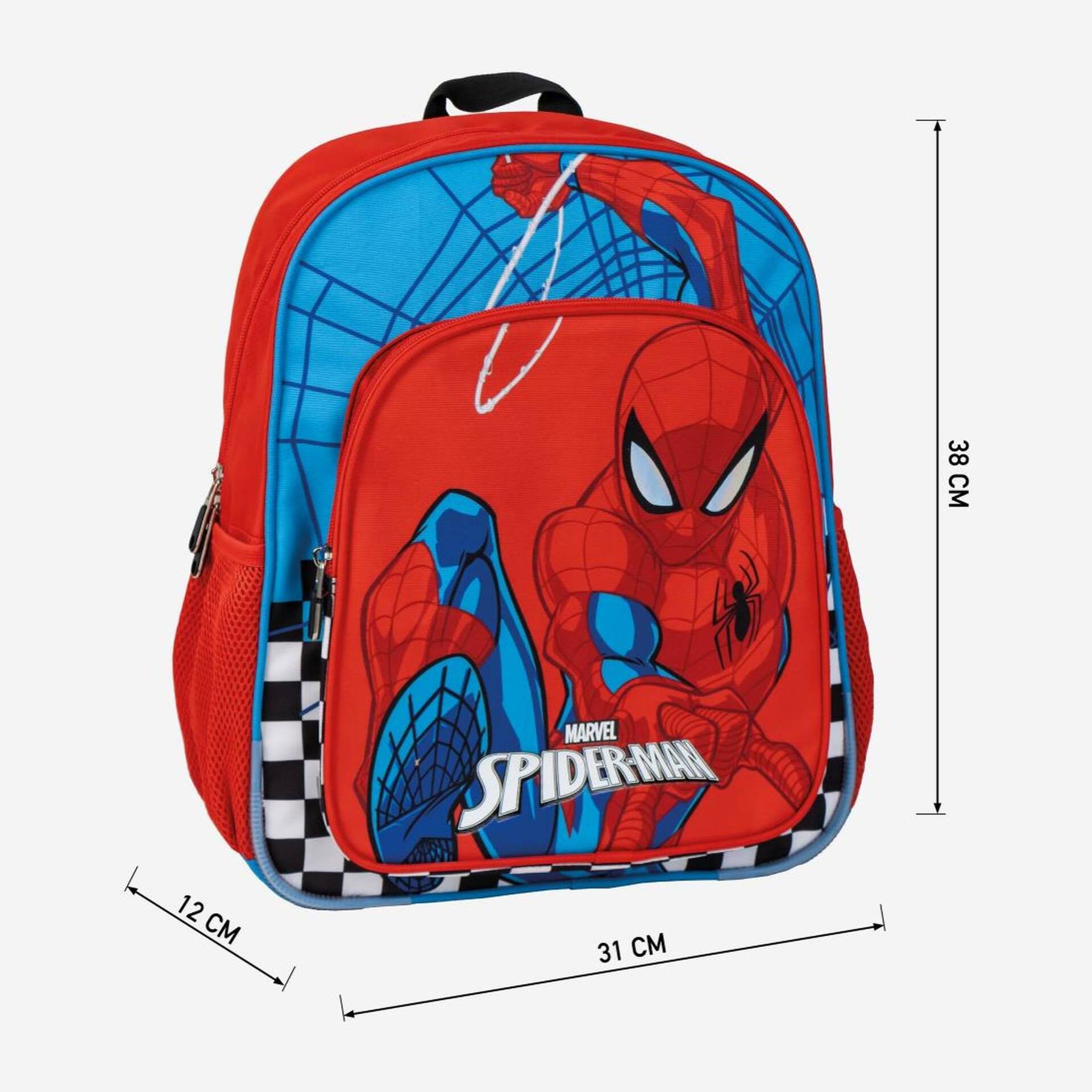Mochila escolar de spiderman - color rojo - 31 x 12 x 38 cm - cierre de cremallera - asa ajustable - mochila resistente y duradera