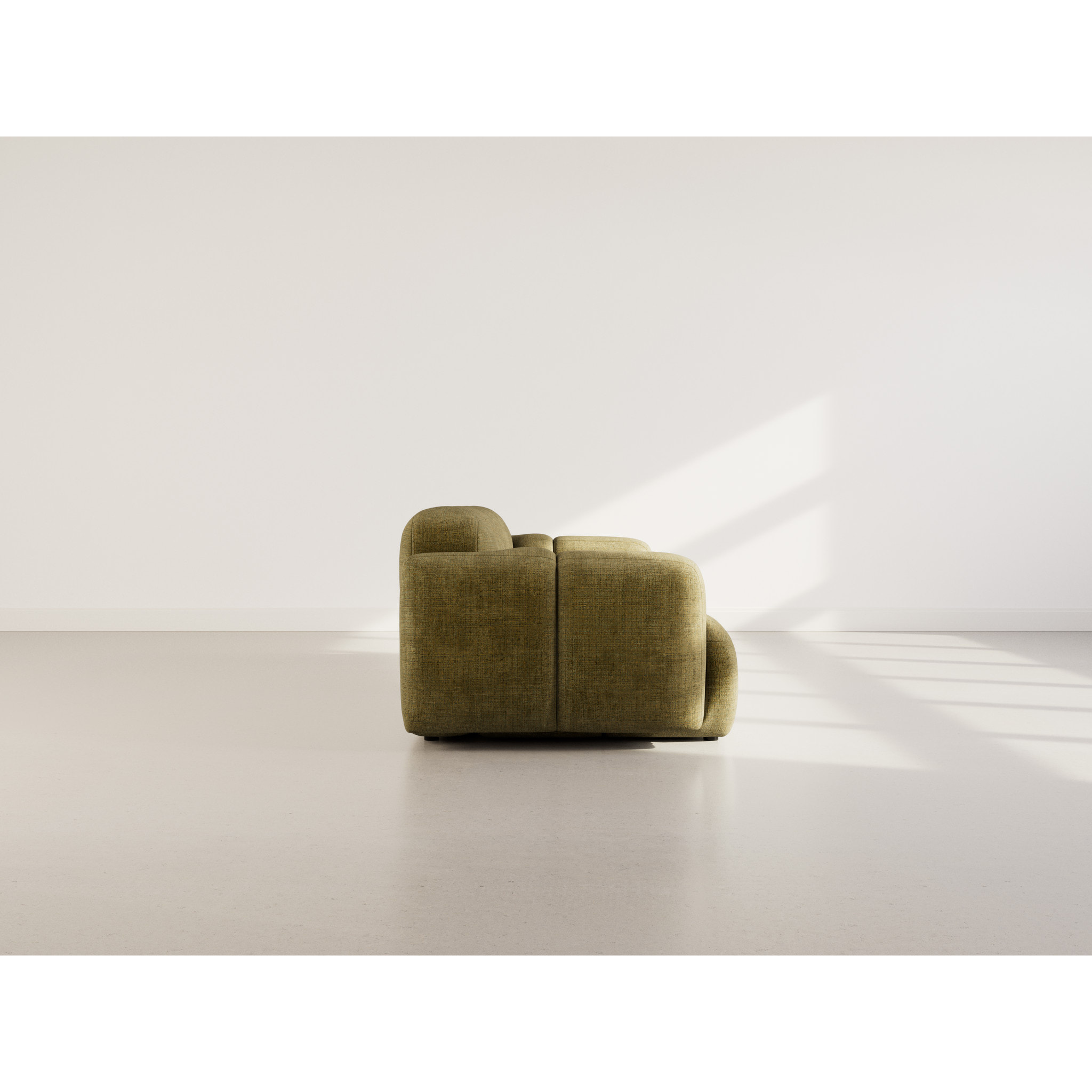 Grace - canapé modulable 2 places en velours texturé - Vert Olive