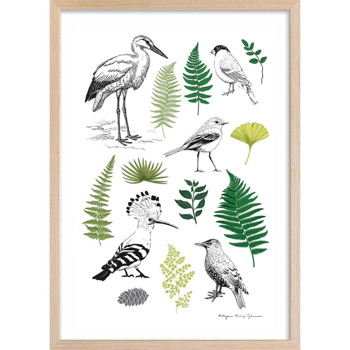 Affiche enfant tableau de la nature Affiche + cadre en bois - Chêne