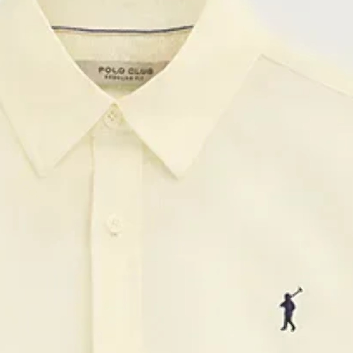 Camicia cotolino giallo pastello regular fit con logo Rigby Go