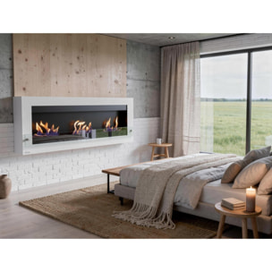 Chimenea de etanol mural extra grande en acero y cristal templado MELIBEA PURLINE 6000 W