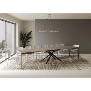 Table extensible 90x140/400 cm Karida taupe pieds anthracite