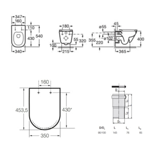 Pack WC bâti-support ECO 2L Swiss Aqua Technologies + WC suspendu Roca avec abattant SoftClose + plaque blanche (STEROGAWR05-FR)