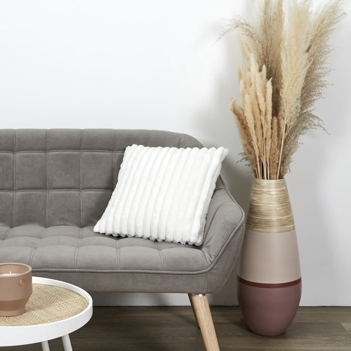 Coussin - HOME DECO FACTORY - Flanelle Côtelé - Beige