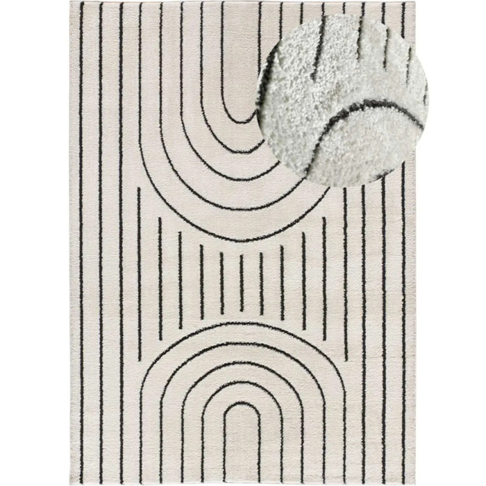 BLANCHE Alfombra geometrica con relieve en blanco y negro, varias medidas disponibles.