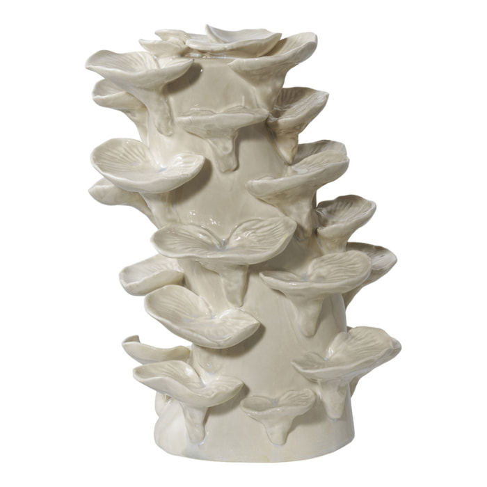 Scultura decorativa in gres beige a forma di funghi sovrapposti 18×15×24 cm