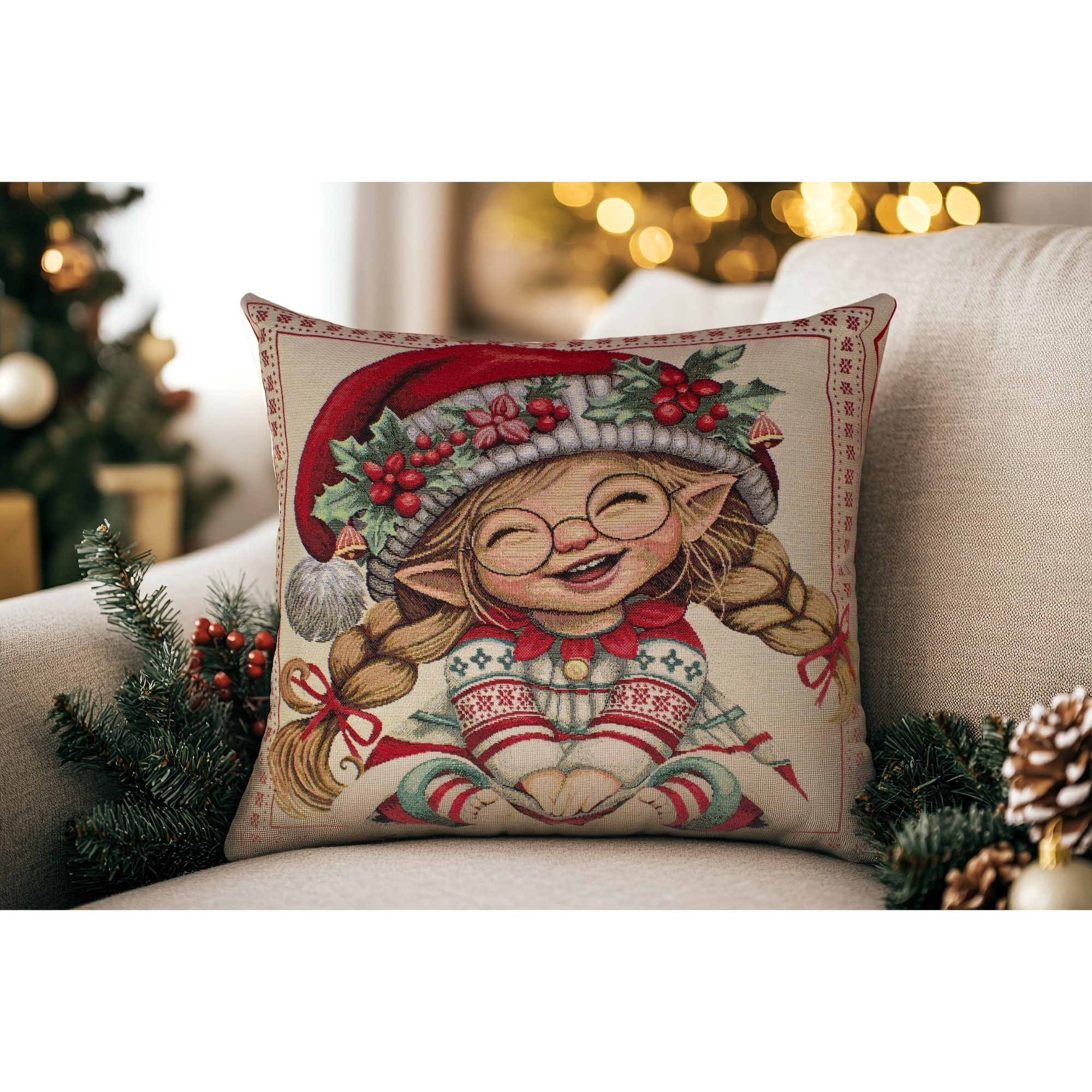 COPPIA CUSCINI ARREDO JACQUARD SFODERABILI 43X43 CM DISEGNO CINDY