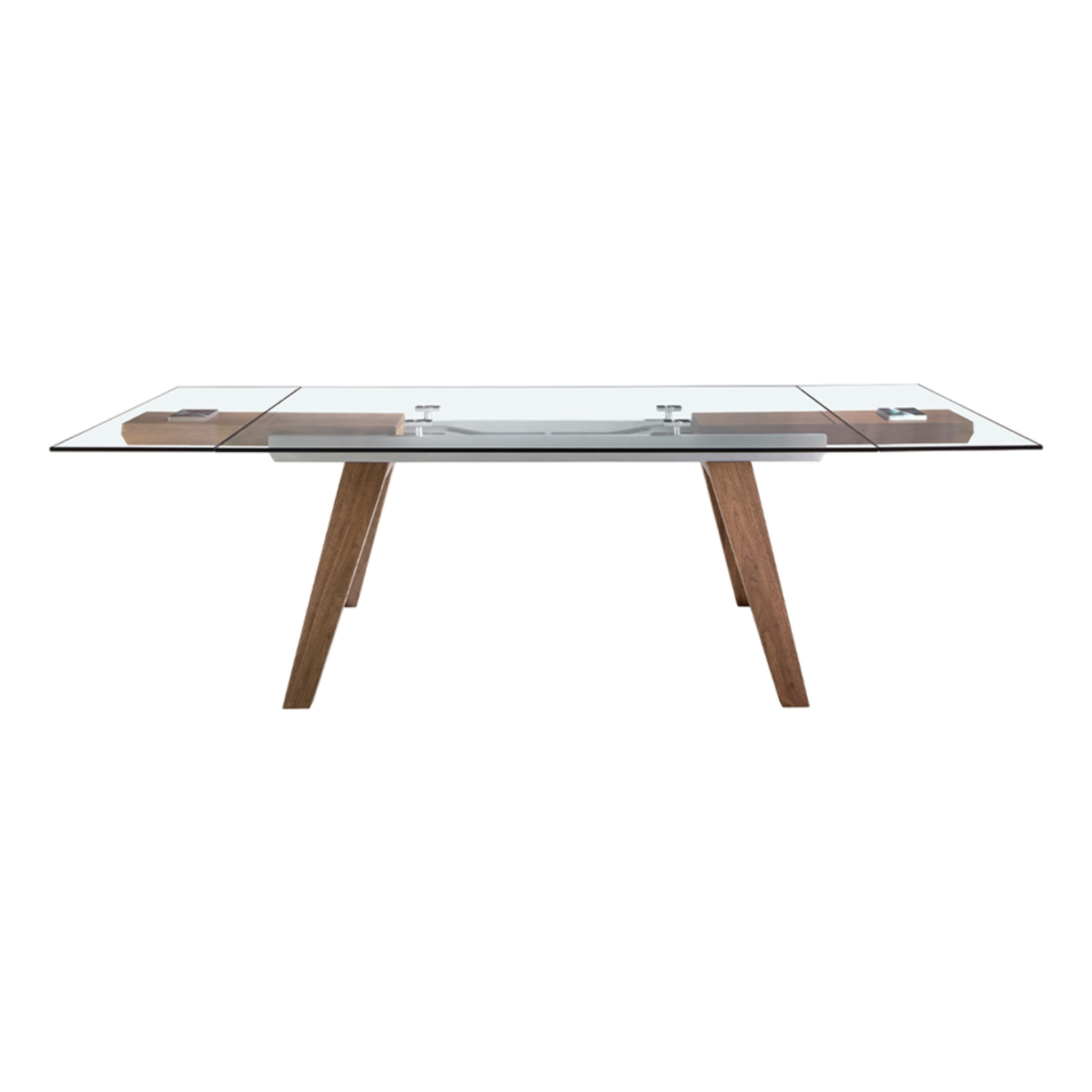 Mesa comedor extensible rectangular con tapa de cristal templado 180x100x76cm