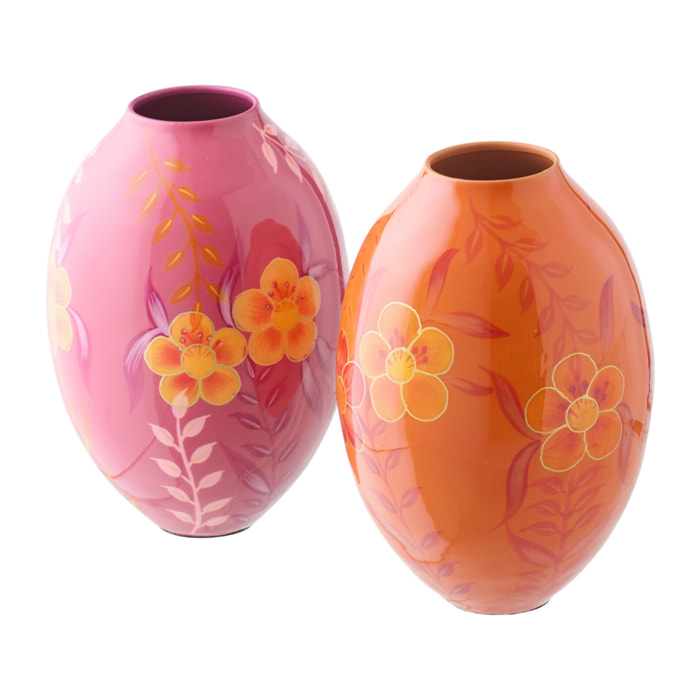 J-Line Vase Fleurs - métal - rose/orange - small - 2 pièces