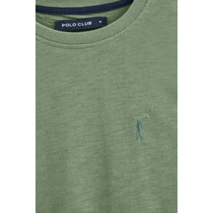 Camiseta verde jade de algodón flamé y bordado Rigby Go