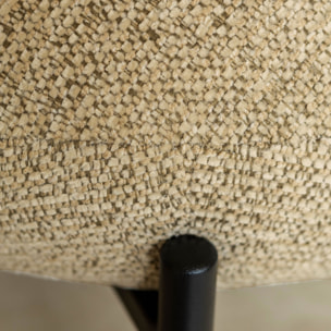 Ensemble table extensible effet noyer et 6 chaises tissu tweed beige