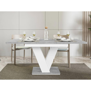 Xandriel - table à manger extensible - gris et blanc - 4 à 6 personnes - Blanc/chêne clair