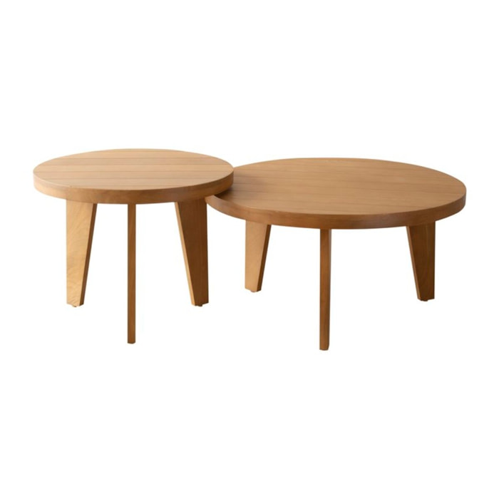 Pack 2 tables basses -bois massif de manguier-couleur provence naturelle 80 x 40 x 80 cm