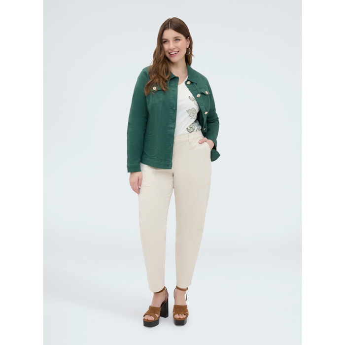 Fiorella Rubino - Giacca denim con bottoni decorativi - Verde